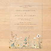 Rustieke Wildflower Meadow Wedding Acryl Uitnodigingen (Voorkant)