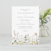 Rustieke Wildflower Meadow Wedding Kaart (Staand voorkant)
