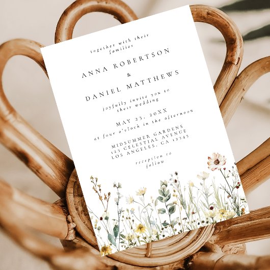 Rustieke Wildflower Meadow Wedding Kaart