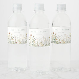 Rustieke Wildflower Meadow Wedding Waterfles Etiket