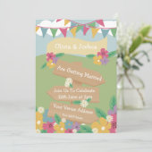 Rustieke Wildflower met Bunting en tekenen bruilof Kaart (Staand voorkant)