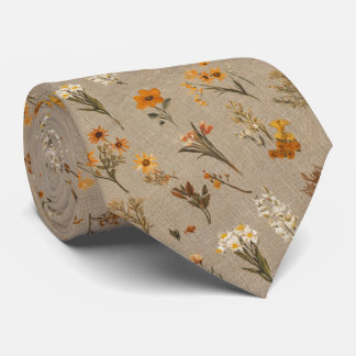 Rustieke Wildflower Mix in Warme Neutrals Stropdas