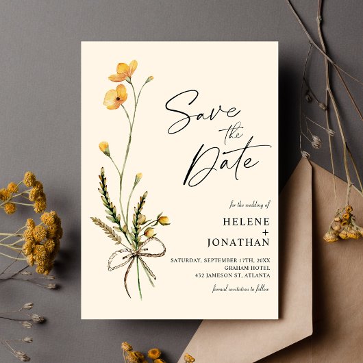 Rustieke Wildflower Modern Elegant Boho Bruiloft Save The Date