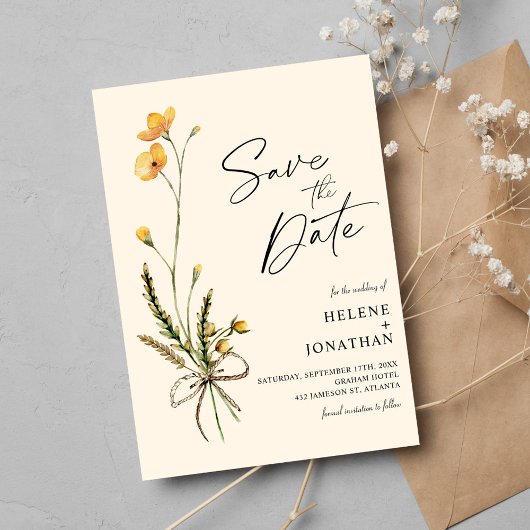 Rustieke Wildflower Modern Elegant Boho Bruiloft Save The Date