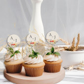 Rustieke Wildflower Monogram Bloemen Bruiloft Ronde Sticker