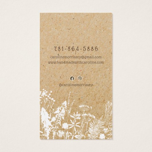 Rustieke Wildflower Oorbel Display Kaart (Achterkant)