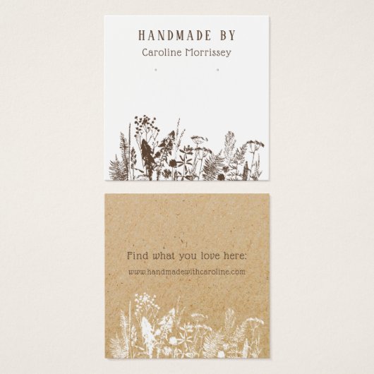 Rustieke Wildflower Oorbel Display Kaart (Voorkant /achterkant)