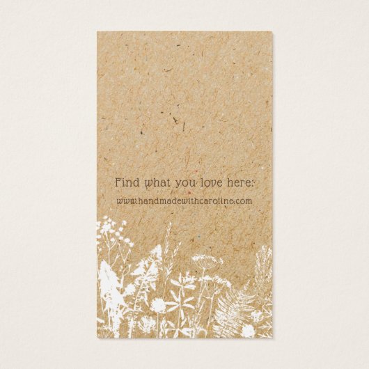 Rustieke Wildflower Oorbel Display Kaart (Achterkant)