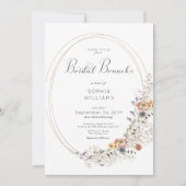Rustieke Wildflower Ovaal Lijst Bruidsbrunch Kaart (Voorkant)