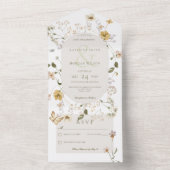 Rustieke Wildflower Ovaal Lijst Wit Geen Diner All In One Uitnodiging (Binnen)