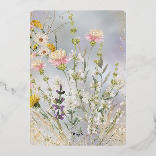 Rustieke Wildflower Pastel Tuin Bruiloft Folie Uitnodiging (Achterkant)