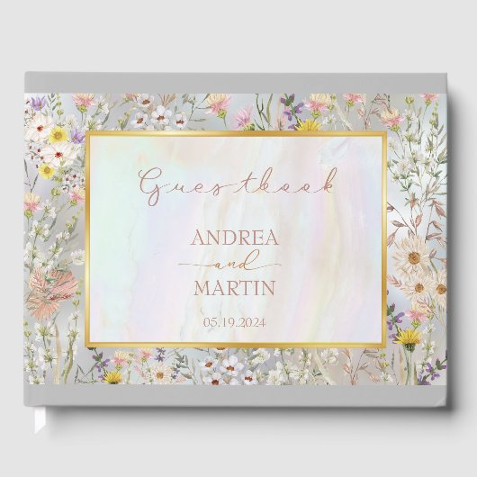 Rustieke Wildflower Pastel Tuin Bruiloft Gastenboek (Voorkant)
