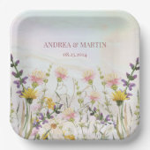 Rustieke Wildflower Pastel Tuin Bruiloft Papieren Bordje (Voorkant)