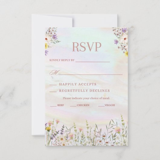 Rustieke Wildflower Pastel Tuin Bruiloft RSVP-kaar (Voorkant)