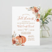 Rustieke Wildflower Pompoen Herfst Oogstfeest Kaart (Staand voorkant)