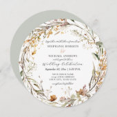 Rustieke Wildflower Ronde Herfst Herfst Bloem Brui Kaart (Voorkant / Achterkant)