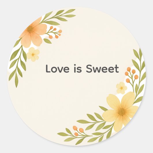 Rustieke Wildflower Round Wedding Sticker (Voorkant)
