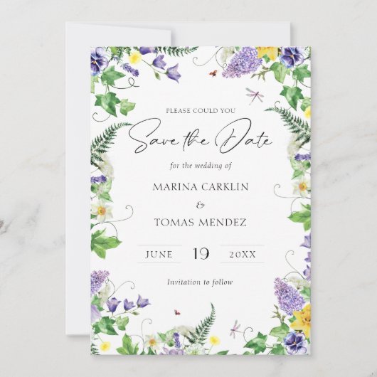 Rustieke Wildflower Save The Date (Voorkant)