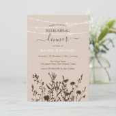 Rustieke Wildflower String Lights repetitie diner Kaart (Staand voorkant)