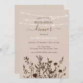 Rustieke Wildflower String Lights repetitie diner Kaart (Voorkant / Achterkant)