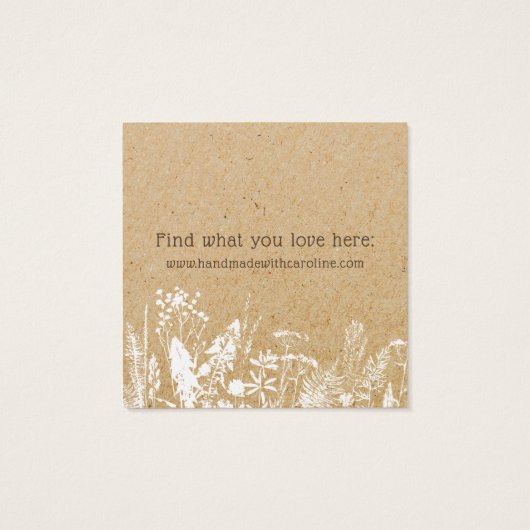 Rustieke Wildflower Stud Oorbel Display Kaart (Achterkant)