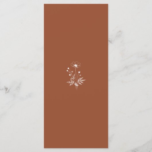 Rustieke Wildflower Terracotta Boho Wedding Menu (Achterkant)