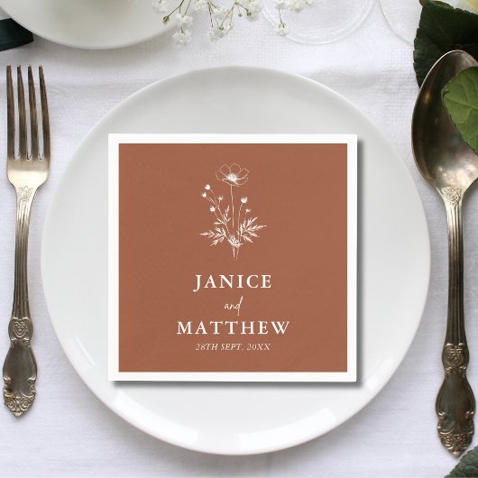 Rustieke Wildflower Terracotta Boho Wedding Servet