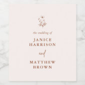Rustieke Wildflower Terracotta Boho Wedding Wijn Etiket (Enkel label)