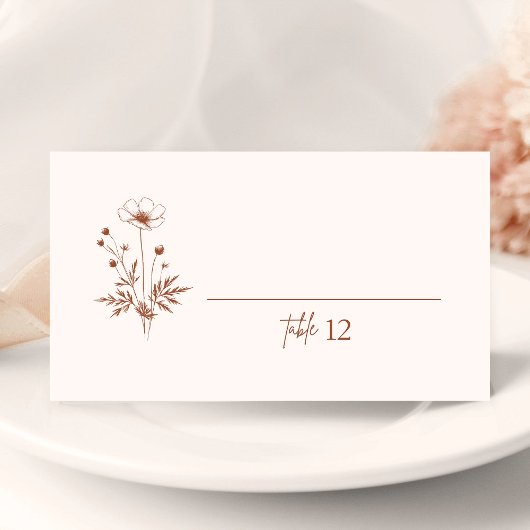 Rustieke Wildflower Terracotta Wedding Place Card Kaart