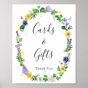 Rustieke Wildflower Trouwkaarten Cadeaubordje Poster