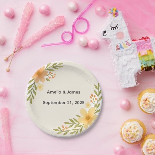 Rustieke Wildflower Trouwpapier Borden Papieren Bordje (Feest)
