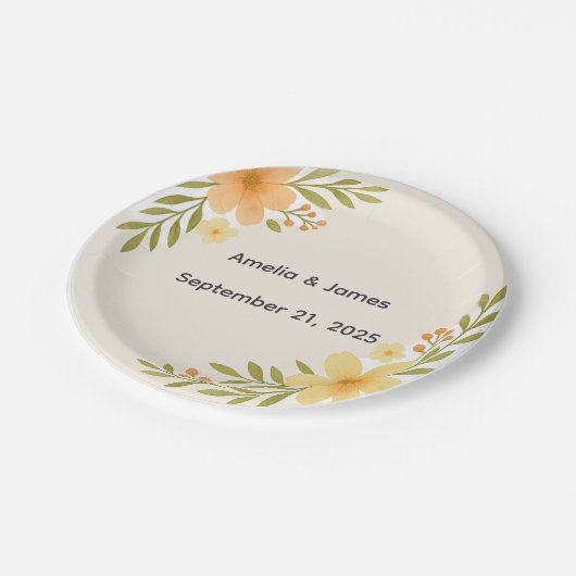 Rustieke Wildflower Trouwpapier Borden Papieren Bordje (Gekanteld)