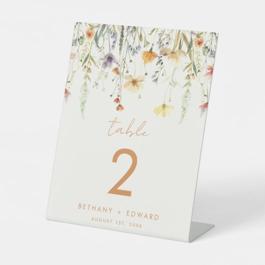Rustieke Wildflower Trouwtafel nummer Reclamebord Met Voetstuk (Voorkant)