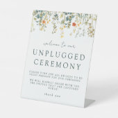Rustieke Wildflower Unplugged Ceremony Wedding Reclamebord Met Voetstuk (Voorkant)