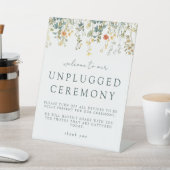 Rustieke Wildflower Unplugged Ceremony Wedding Reclamebord Met Voetstuk (Insitu)