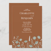 Rustieke Wildflower Verbrande Sinaasappel bruiloft Kaart (Voorkant / Achterkant)