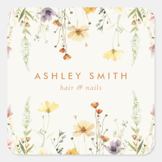 Rustieke Wildflower Vierkante Sticker (Voorkant)