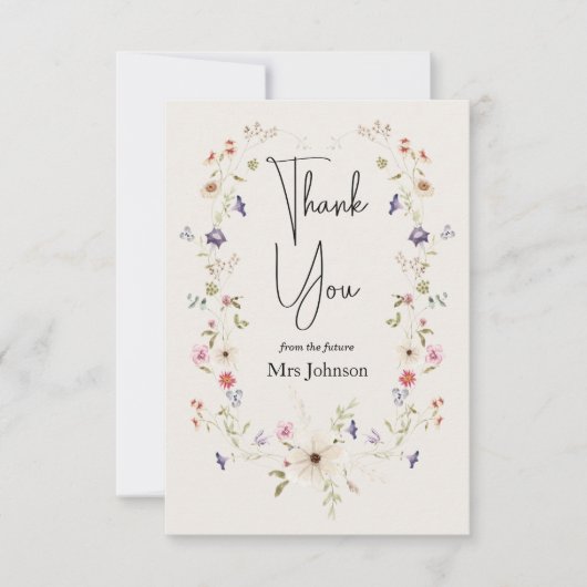 Rustieke Wildflower Vrijgezellenfeest Dank u kaart (Voorkant)