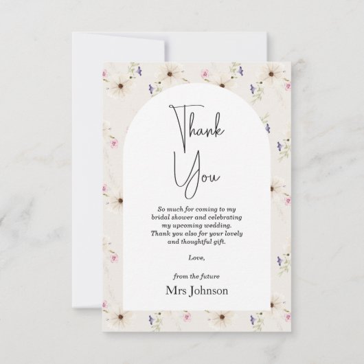 Rustieke Wildflower Vrijgezellenfeest Dank u kaart (Achterkant)