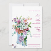 Rustieke Wildflower Waterverf Bloemen Huwelijk Kaart (Voorkant)