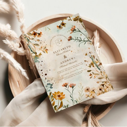 Rustieke Wildflower Waterverf bruiloft Kaart