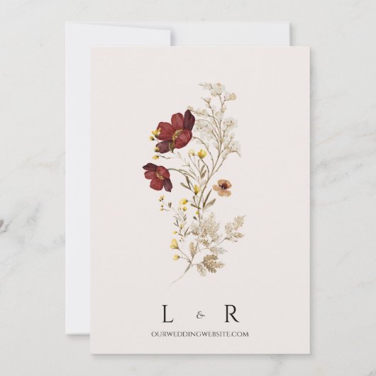 Rustieke Wildflower Waterverf bruiloft uitnodiging (Achterkant)