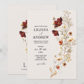 Rustieke Wildflower Waterverf bruiloft uitnodiging (Voorkant / Achterkant)