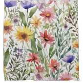 Rustieke Wildflower Waterverf Thema Douchegordijn (Voorkant)