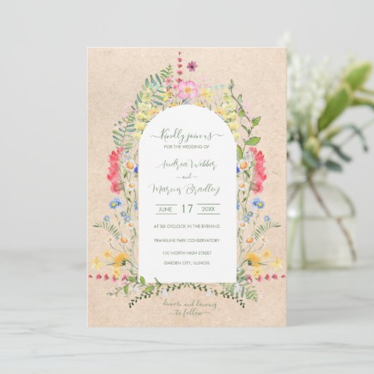 Rustieke Wildflower Waterverven Kaart (Staand voorkant)