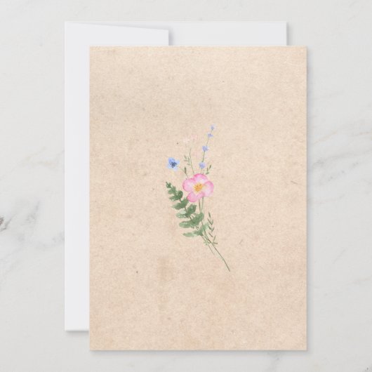 Rustieke Wildflower Waterverven Kaart (Achterkant)