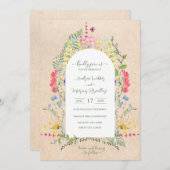 Rustieke Wildflower Waterverven Kaart (Voorkant / Achterkant)