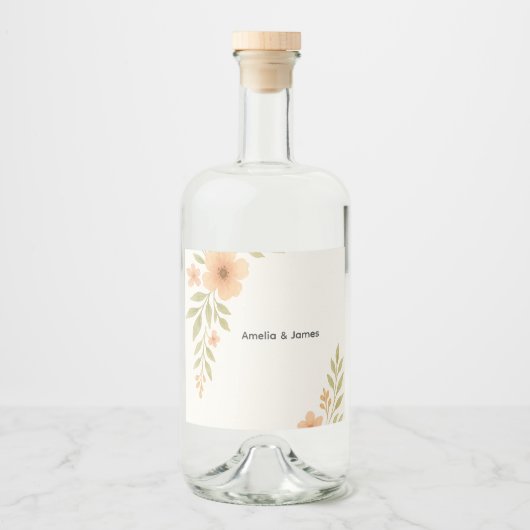 Rustieke Wildflower Wedding Liquor Bottle Labels Likeurfles Etiket (Voorkant)