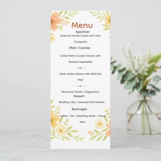 Rustieke Wildflower Wedding Menu (Staand voorkant)