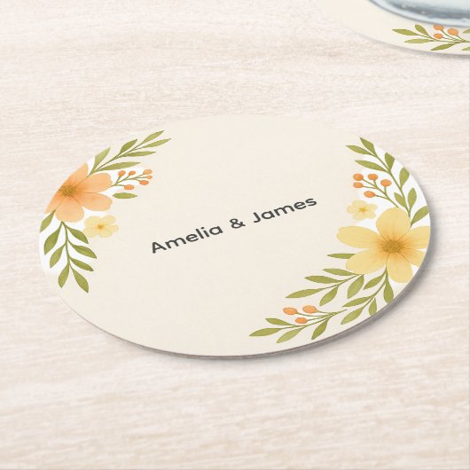 Rustieke Wildflower Wedding Onderzetters (Gebogen)